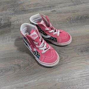 Kids Van's Pink Heart High-Top Sneakers Size 9C